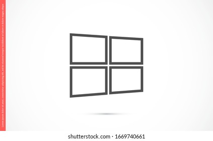 Open window with flat long shadow. Window icon. Vector window illustration. House element. Icon design element. Abstract logo idea for business company.