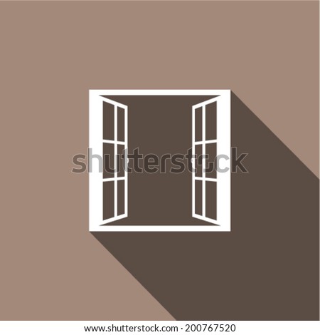 Open window with flat long shadow. Vector illustration.