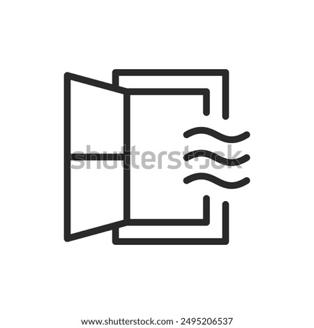 Open window with fresh air, linear style icon. Editable stroke width