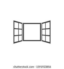 Open window icon in flat style isolated on white background. For your design, logo. Vector illustration