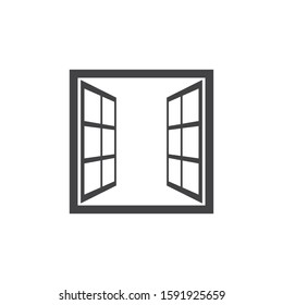Open window icon in flat style isolated on white background. For your design, logo. Vector illustration