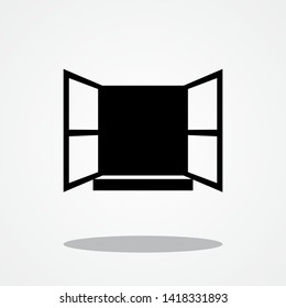 Open Window Icon with Gray Shadow