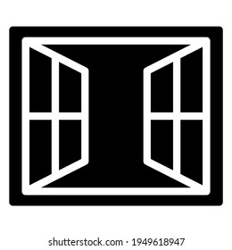 Open window icon in modern silhouette style design. Vector illustration isolated on white background.