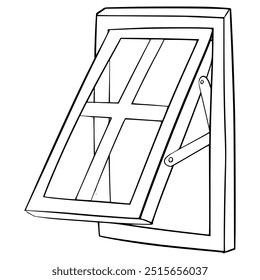 open window illustration hand drawn outline vector