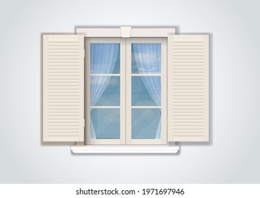 Open window in isolated background good for building construction, story illustration