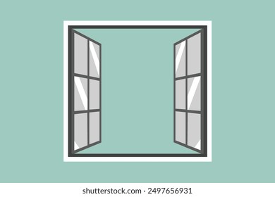 Open window isolated on green background