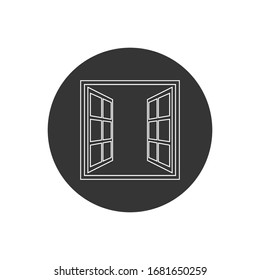 Open window line icon in flat style isolated on white background. For your design, logo. Vector illustration