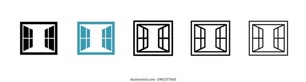 Open window line icon vector set.