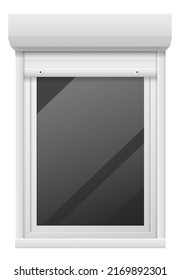 Open window mockup. Glass reflection in white frame