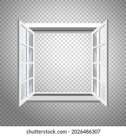 An open window on a transparent background, you can put any picture behind it. Vector, isolated.