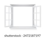 Open window on a white background. Vector illustration