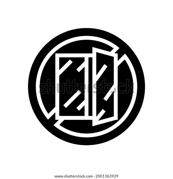 open window prohibition sign glyph icon\
vector. open window prohibition sign sign. isolated contour symbol\
black illustration