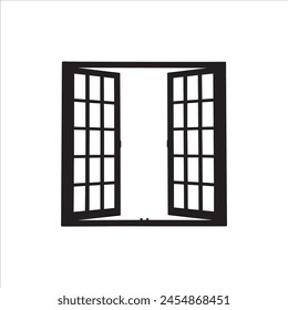 Open window silhouette isolated on white background. Open window vector illustration.