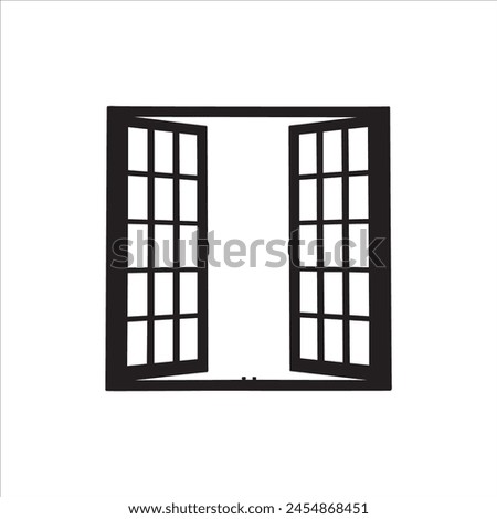 Open window silhouette isolated on white background. Open window vector illustration.