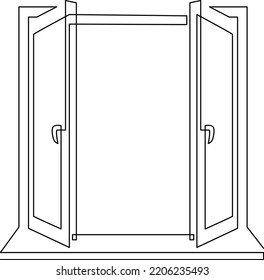 Open window with two sashes. Continuous line drawing. Vector illustration.