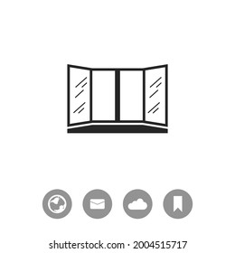Open window vector black simple icon