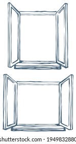 Open window. Vector drawing icon