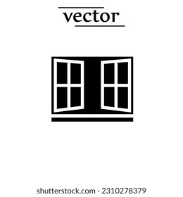 open window vector icon illustration on white background.