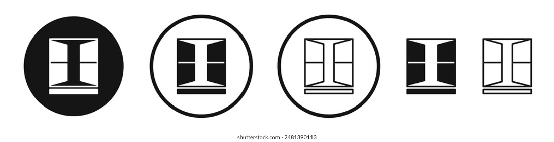Open window vector icon set in black and white color.