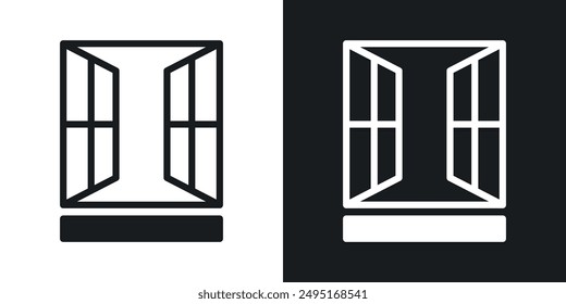 Open window vector icon set in solid style.