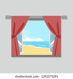 open window view of the beach