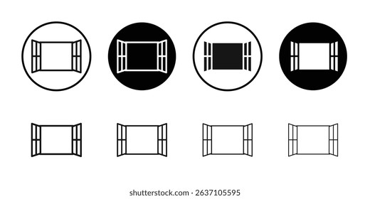 Open windows icon Black line art vector logo set