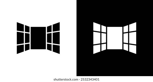 Open windows icon linear logo isolated