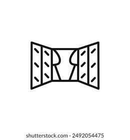 Open windows icon outline collection in black and on white background