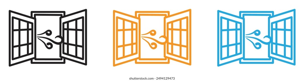 Open windows icon vector logo set collection for web app ui