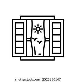 Open Windows Outline Icon, Vector illustration