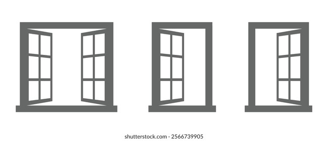 Open windows vector icon set