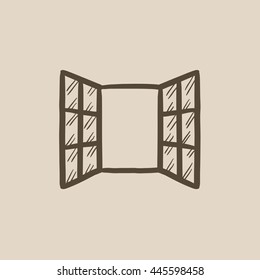 Open windows vector sketch icon isolated on background. Hand drawn Open windows icon. Open windows sketch icon for infographic, website or app.