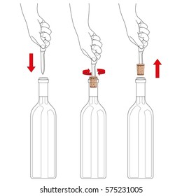 open wine bottle with knife