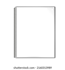 Open Wire Bound Notebook Vector Mock-up. Spiral Notepad Blank White Page Mockup