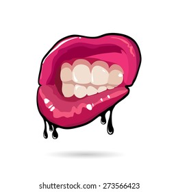 Open woman mouth, vector illustration