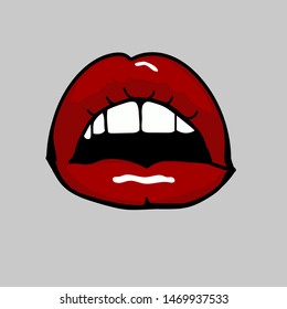 Open  womens lips. Vector illustration