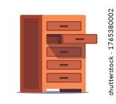 open wooden chest of drawers for storing linen on a white background. flat vector illustration
