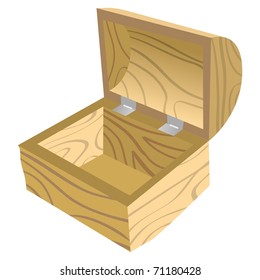 Open wooden chest. Vector