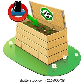 Apertura de un póster de madera en el que está prohibido depositar basura en gatos (cortado)