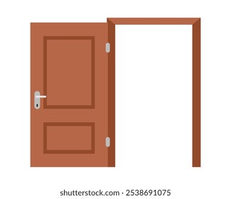 Open wooden door. Vector simple color flat illustration.