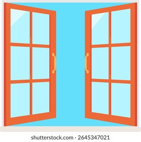 Open wooden frame casement window