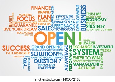 Open in word cloud and white background