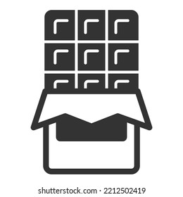 Open wrapped chocolate bar - icon, illustration on white background, glyph style