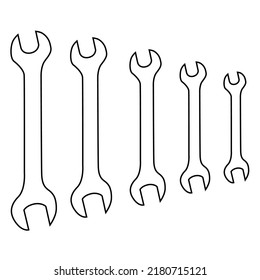 Open wrench set with black stroke vector icon