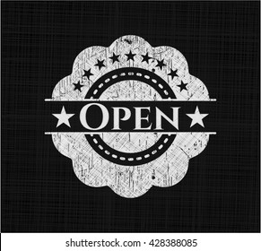Open written on a blackboard