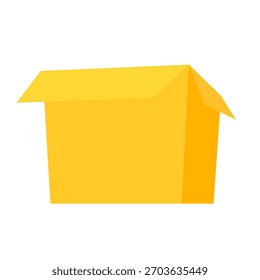 An open yellow box on a white background. Concept of a gift, discount, or Christmas.