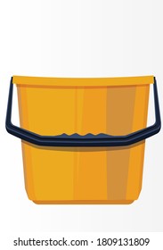 Open yellow bucket with handle, good for education apps, good for rainwater harvesting concept  good for cover page design, education concept
