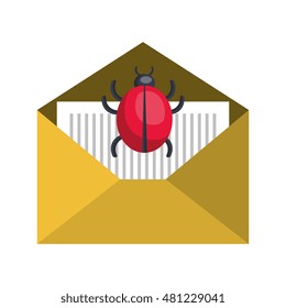 open yellow envelope with ladybug insect