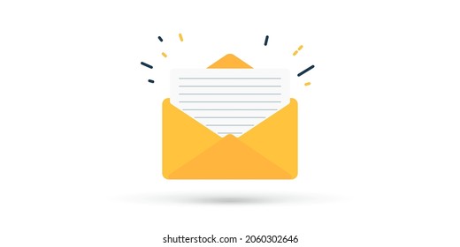 Open yellow envelope simple illustration