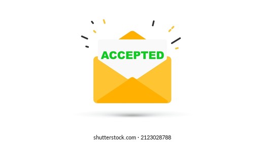 Open yellow envelope with word accepted illustration
